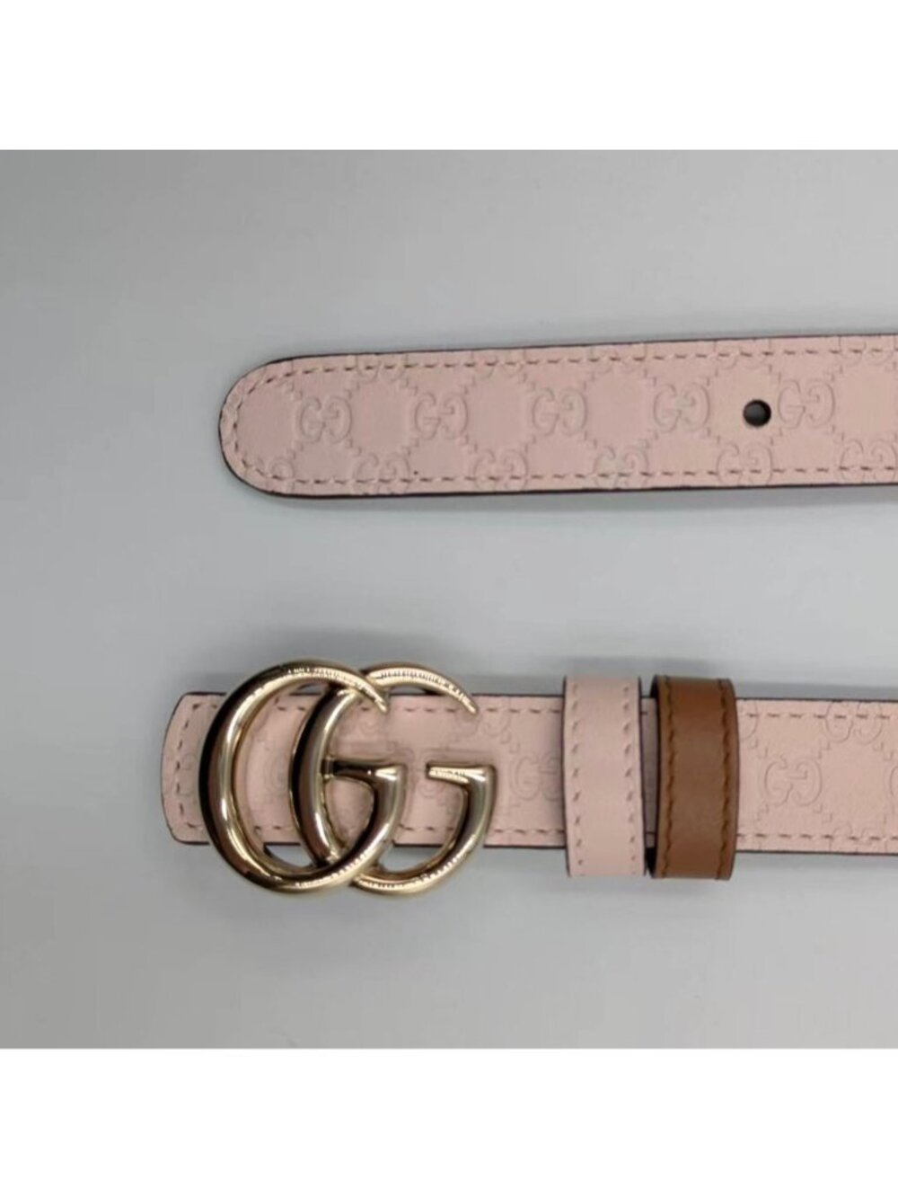 Gucci Women’s GG Marmont Reversible Thin Leather Belt Pink Brown 90cm 847132 - Picture 5 of 14